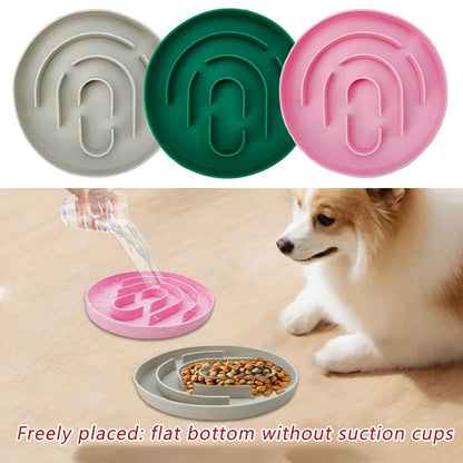 Pet Slow Feeder Bowl Cat Dog Silicone Non slip Slower Food Feeding Dishes Durable Pet Bowl for Large Medium Small Dogs Puppy