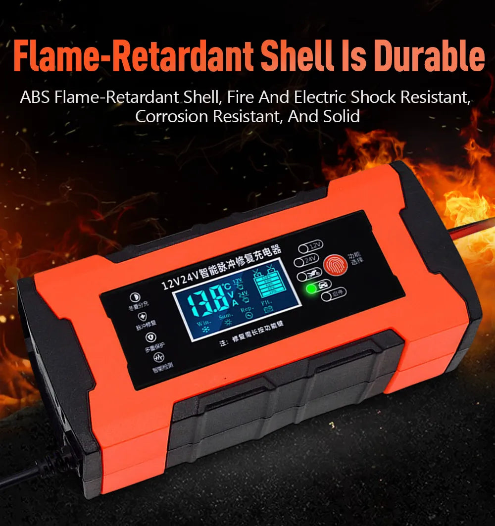 Car Battery Charger 10A 12V Automotive Battery Charger 24V 5A Car Accesorries Digital Display Detection Pulse Repair Car Charger