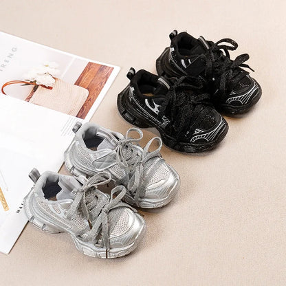 2024 Children Sneakers for Girls Autumn New Fashion Korean Style Soft Comfortable Casual Anti-slippery Sweet Bowtie Sports Shoes