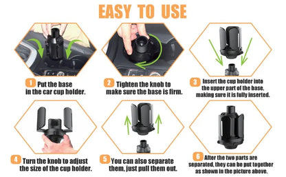 Car Cup Holder with Adjustable Base For Yeti Rambler,Hydro Flask,Nalgene,Stanley 10-64oz Cup Holders Extender