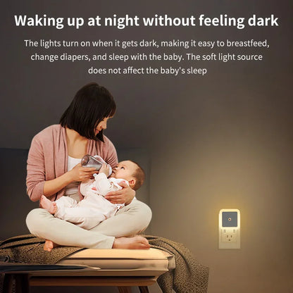 LED Night Light Smart Light Sensor Wall Lamp US EU Plug in Auto-On/Off Night Lamp for Bedroom Kitchen Hallway Stairs Nightlight