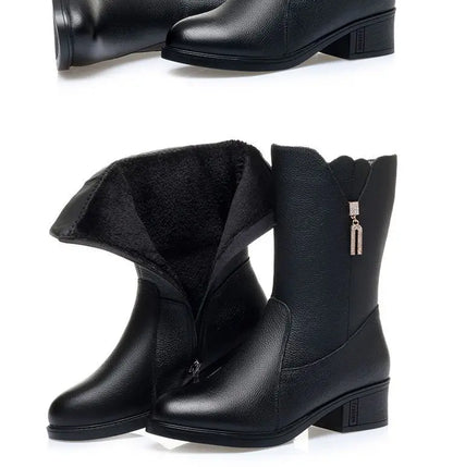 Footwear Half High Women's Boots Middle Heel Shoes for Woman Black Rhinestone Mid Calf Fashion 2024 Designer Luxury Goth Pu Boot