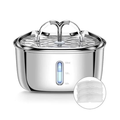 Stainless Steel Pet Water Feeder Cat Automatic Water Fountain USB Electric Mute for Cat Dog Filter Fountain Smart Drinking Bowl