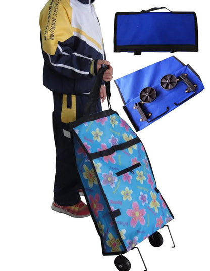 Portable Folding Reusable Shopping Bags Small Pull Cart Buy Shopping Trolley Bag With Wheels Fruit Vegetables Bag Food Organizer