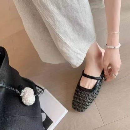Fashionable slippers, women's hollow toe half-slippers, 2025 summer new square-toed low-heel comfortable women's shoes