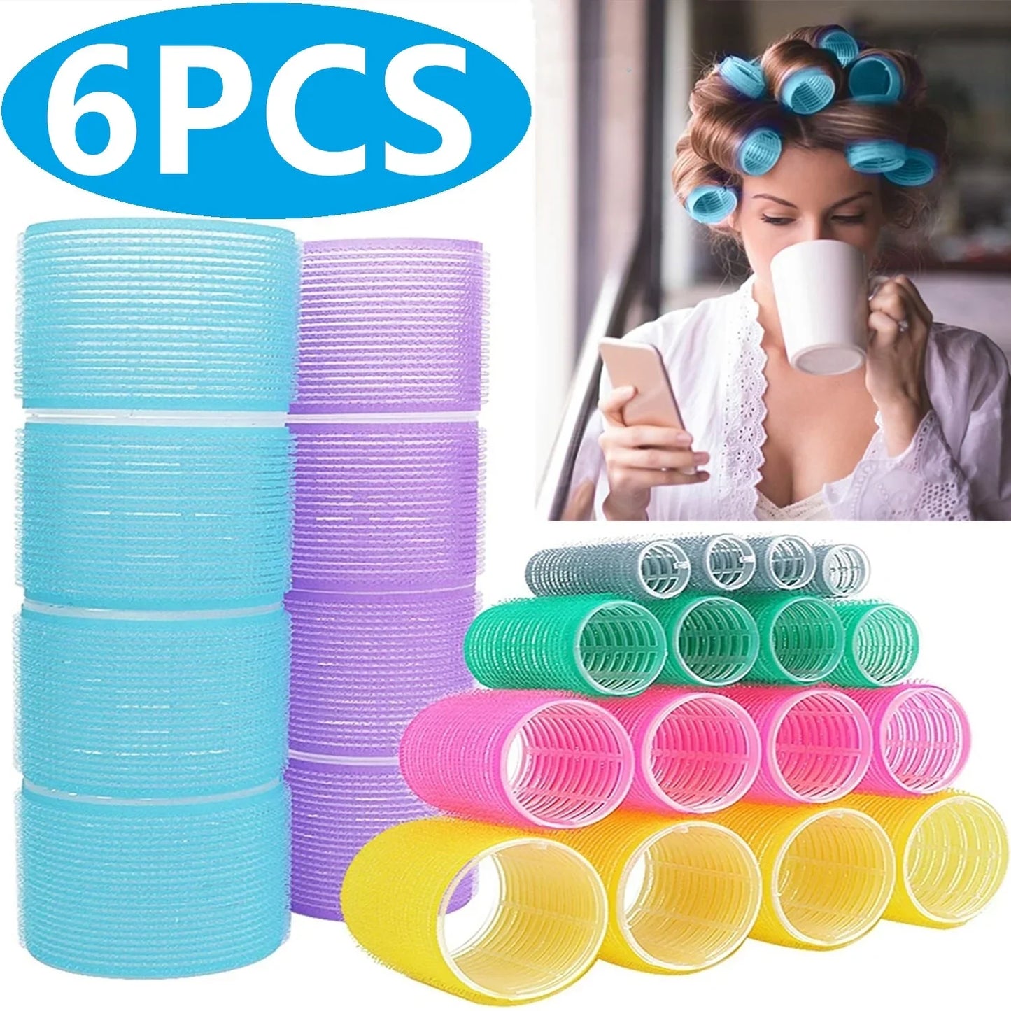 Hair Rollers Self Grip Hook Hair Curlers Heatless Hairs Roller Salon Hairs Dressing Curlers Jumbo Size Sticky Hair Styling Tools