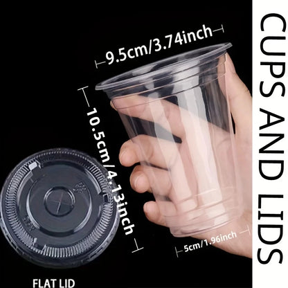 50Sets 12/16/20OZ Plastic Cups With Lids Clear Disposable Cups For Parties Iced Coffee Smoothie Milkshake Cold Drinks