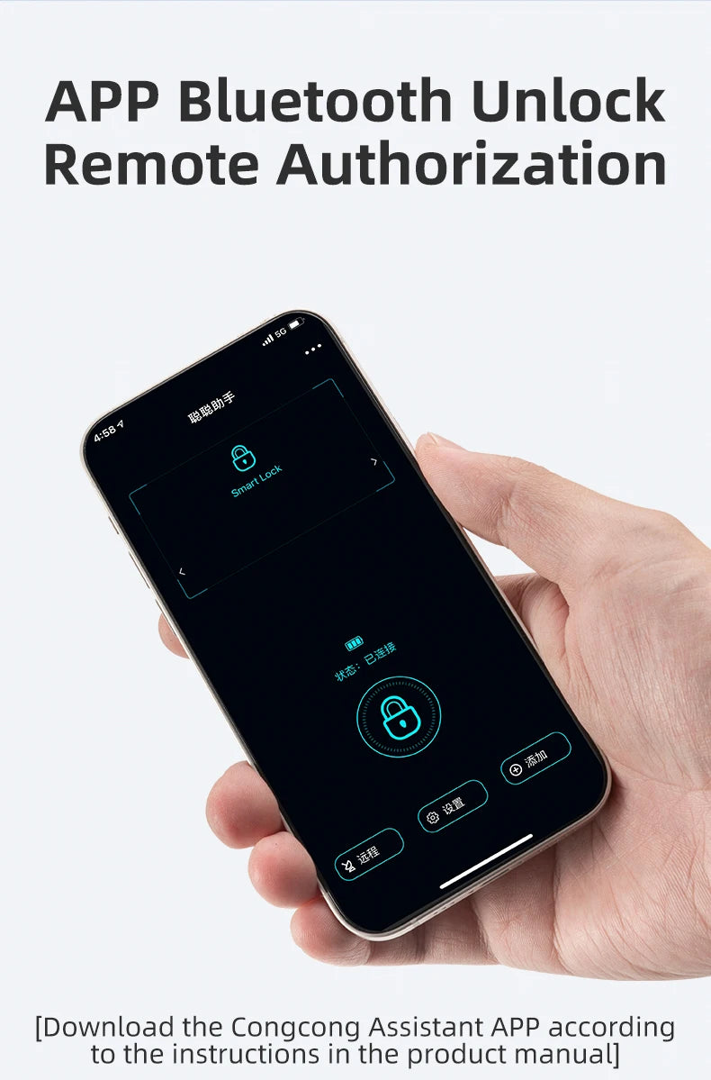 ROCKBROS Bicycle Smart Lock Bluetooth Fingerprint Unlock Waterproof High Strength Steel Alloy Anti-theft U-Lock Bike Accessories