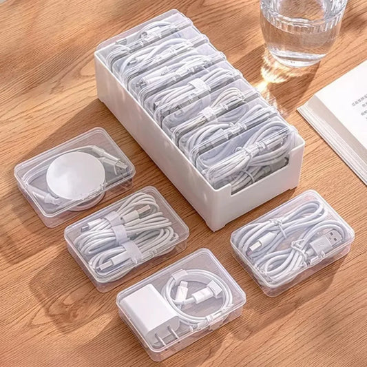 1Set Desk Storage Data Cable Storage Box Cable Organizer Bag With Power Charging Cable Management And Jewelry Storage