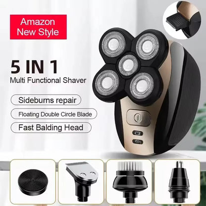 New Five Head Household Electric Hair Clipper, Bald Head, USB Charging, Large Capacity, Suitable for Facial Shaving