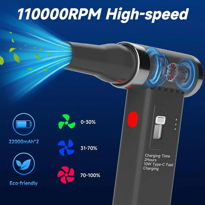 Mini Cordless Hair Dryer Multifunctional Electric Air Duster Hair Dryer Travel Portable USB Rechargeable Negative Ion Hair Dryer