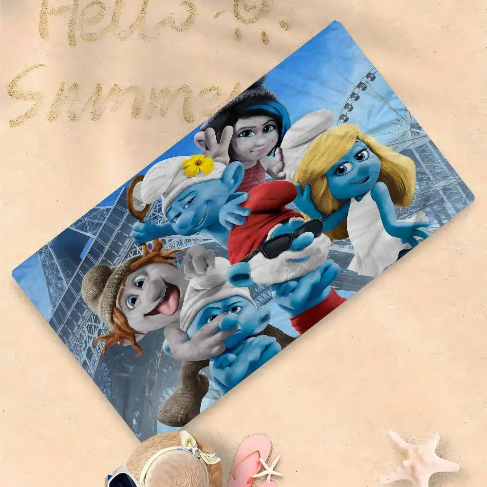 Cartoon S-Smurfs Cartoon Beach Towel Cute Kawaii Room Decor Bath Girls Children Hand Towels For Bathroom Shower
