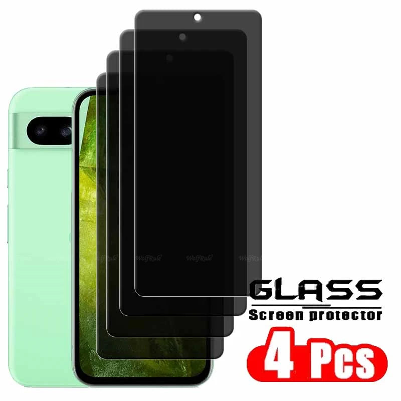 4Pcs For Google Pixel 8A Glass Google Pixel 8A Tempered Glass 9H HD Privacy Anti-Spy Cover Glue Screen Protector Google Pixel 8A