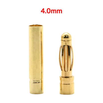 20pcs/lot 2.0mm 3.0mm 3.5mm 4.0mm 5.5mm 6.0mm 8.0MM Gold Bullet Banana Connector plug for ESC Lipo RC battery Plugs (10 pair)