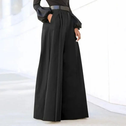 Flared Palazzo Pants For Women Cropped Cotton Linen Comfy Baggy Pants With Pockets Fashion Elegant Party High Waist Trousers
