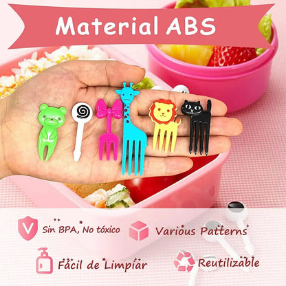 Cute Mini Animal Cartoon Food Picks Children Snack Cake Dessert Food Fruit Forks, Silicone Lunch Box Dividers
