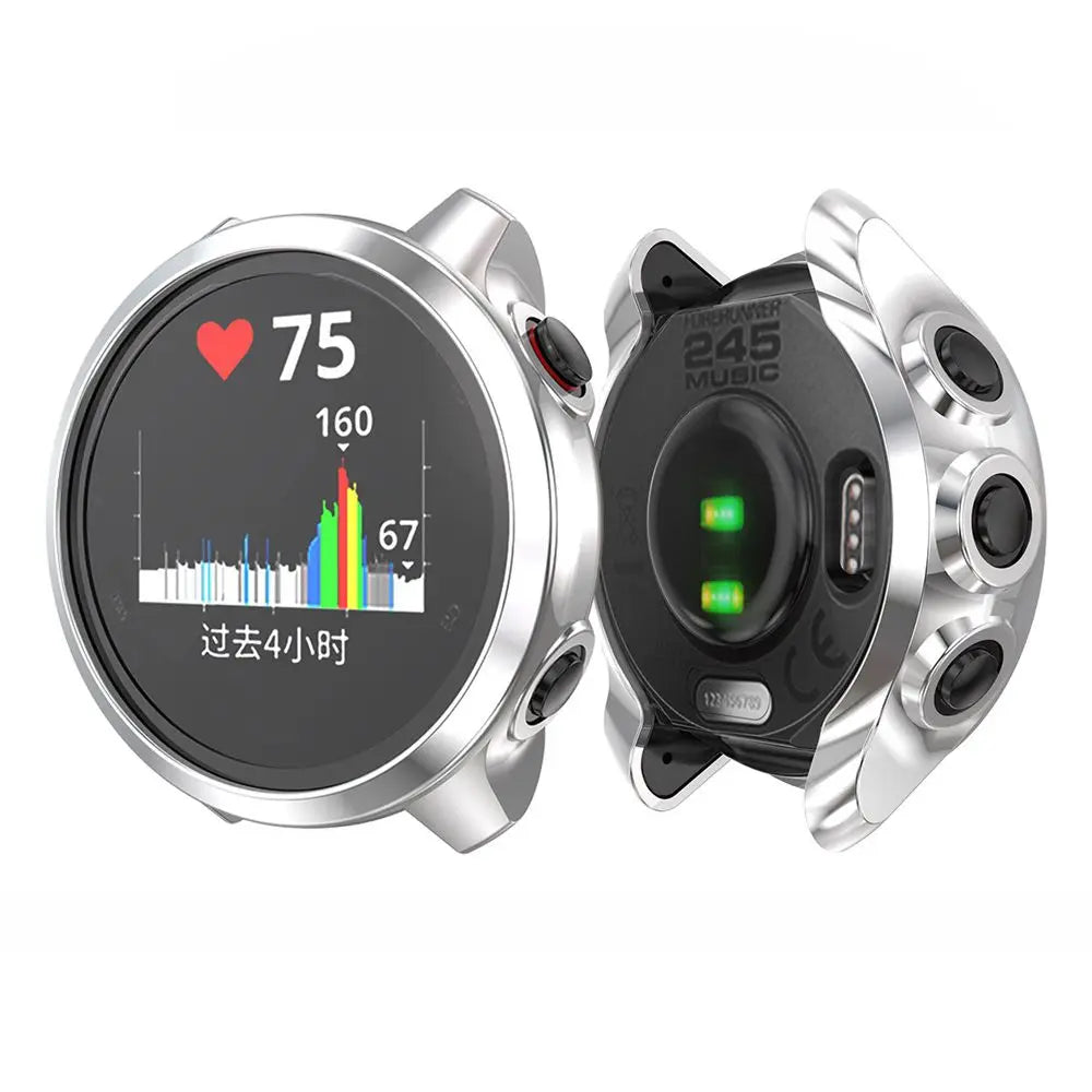 For Garmin Forerunner 245 / 245M Soft TPU Watch Case Protective Cover Screen Protectors