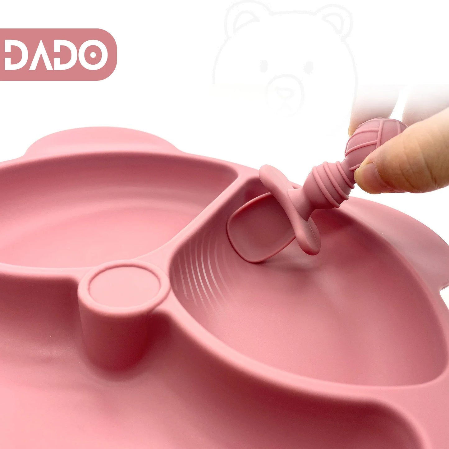 Customized Baby Silicone Feeding Set with Suction Cup Personalized Name Dish Divided Plate Bowl Spoon Cute Kid Eating Tableware