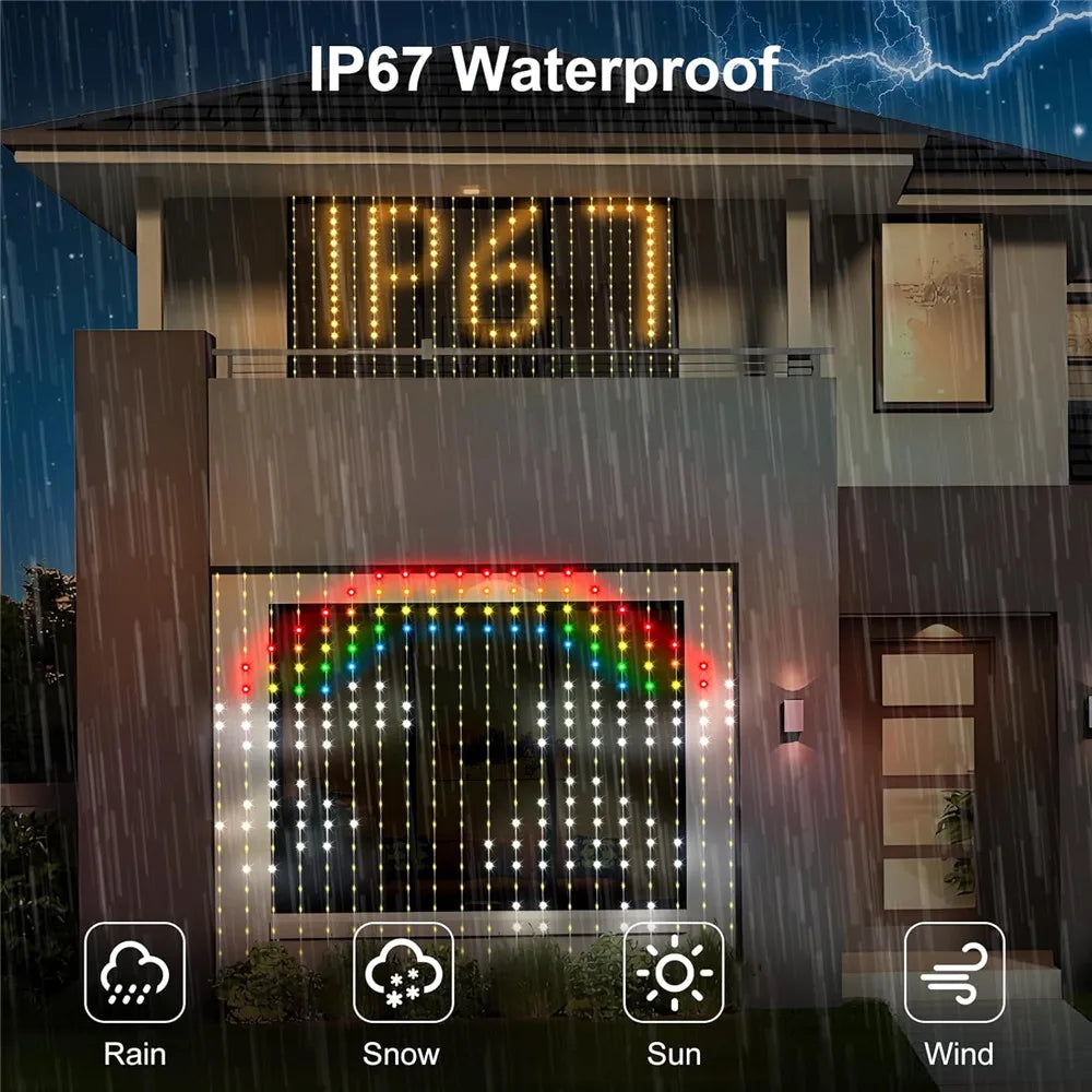 Smart Curtain Lights, 400 LED USB Curtain String Lights with App Remote Control,DIY for Backdrop Birthday Mother's day Gift