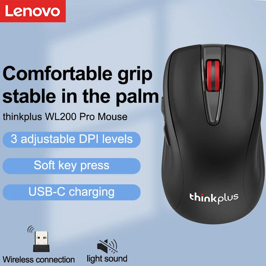 Mouse Lenovo Mouse Black Lenovo Wl200 Pro Rechargeable Light Sound Wireless Mouse