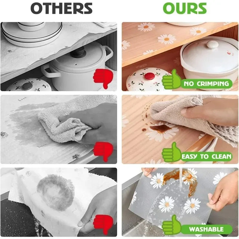 Non-Slip Drawer Mat Thicken Flower Pattern Shelf Cover Liners Waterproof Cabinet Pads EVA Placemat Table Fridge Pad Desk Covers