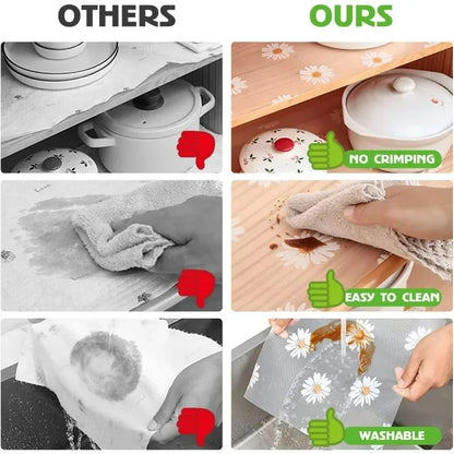 Non-Slip Drawer Mat Thicken Flower Pattern Shelf Cover Liners Waterproof Cabinet Pads EVA Placemat Table Fridge Pad Desk Covers