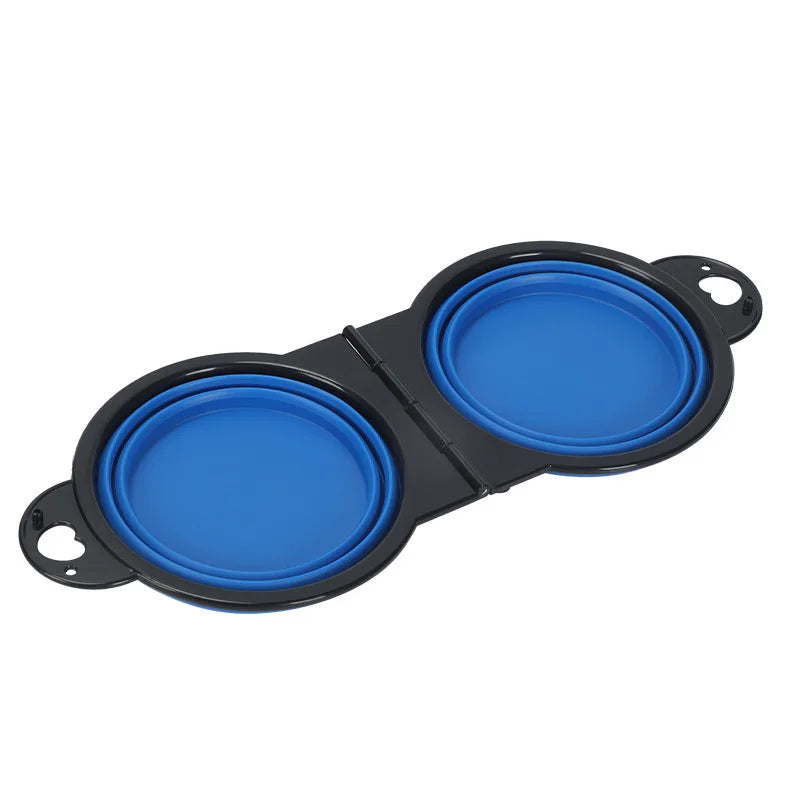 2 in 1 Collapsible Double Feeding Bowl Mini Folding Water Bowl for Dogs and Cats Open Portable Travel Set  Dog Accessories