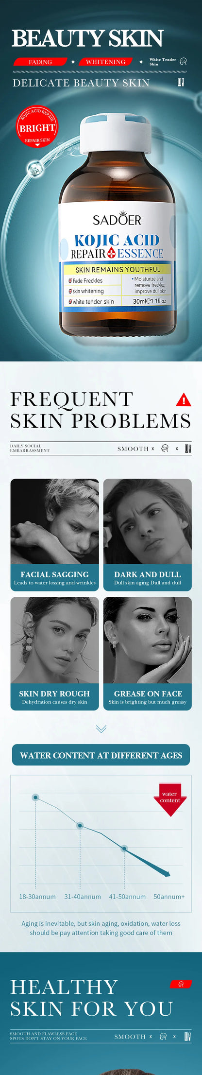 Kojic Acid Retinol and Hyaluronic Acid Serum for Brightening Firming  Hydrating for Face Anti Aging Serums, Dark Spot Correcting