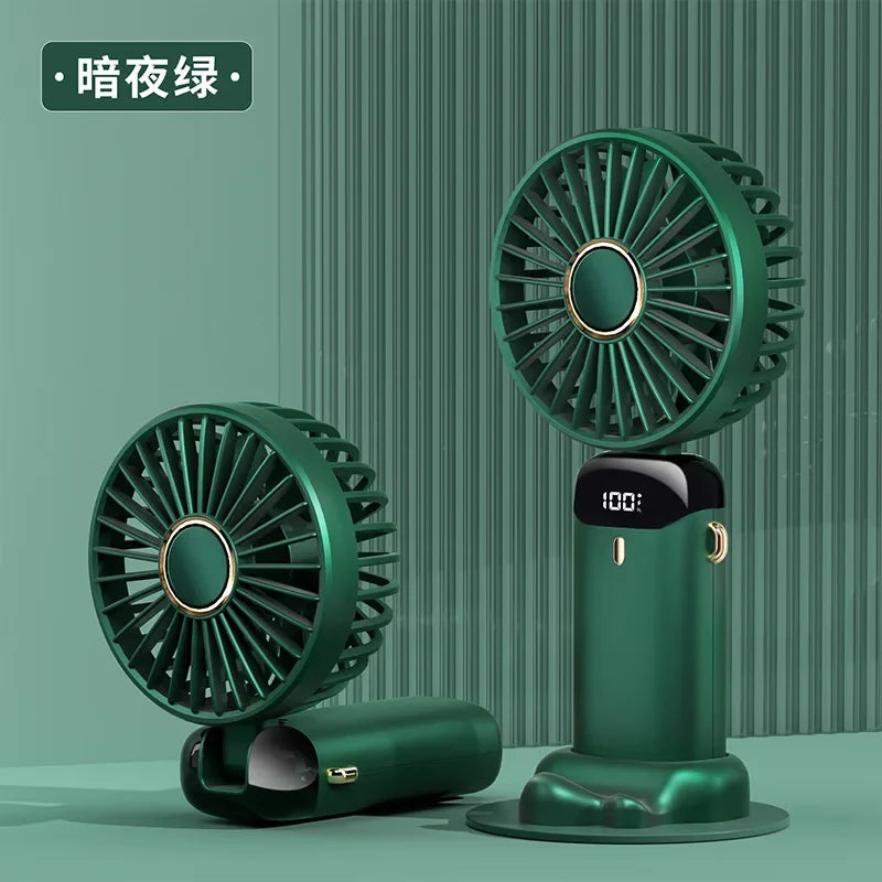 Handheld Fan with Digital Display, Foldable Fan Neck Hanging Fan, USB Charging Mini Fan Suitable for Outdoor Use in Offices