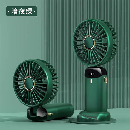 Handheld Fan with Digital Display, Foldable Fan Neck Hanging Fan, USB Charging Mini Fan Suitable for Outdoor Use in Offices