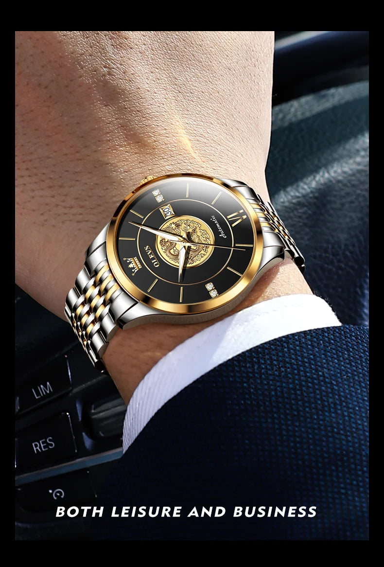 OLEVS brand watch Xianglong relief fully automatic mechanical watch men's watch men's watch 6693