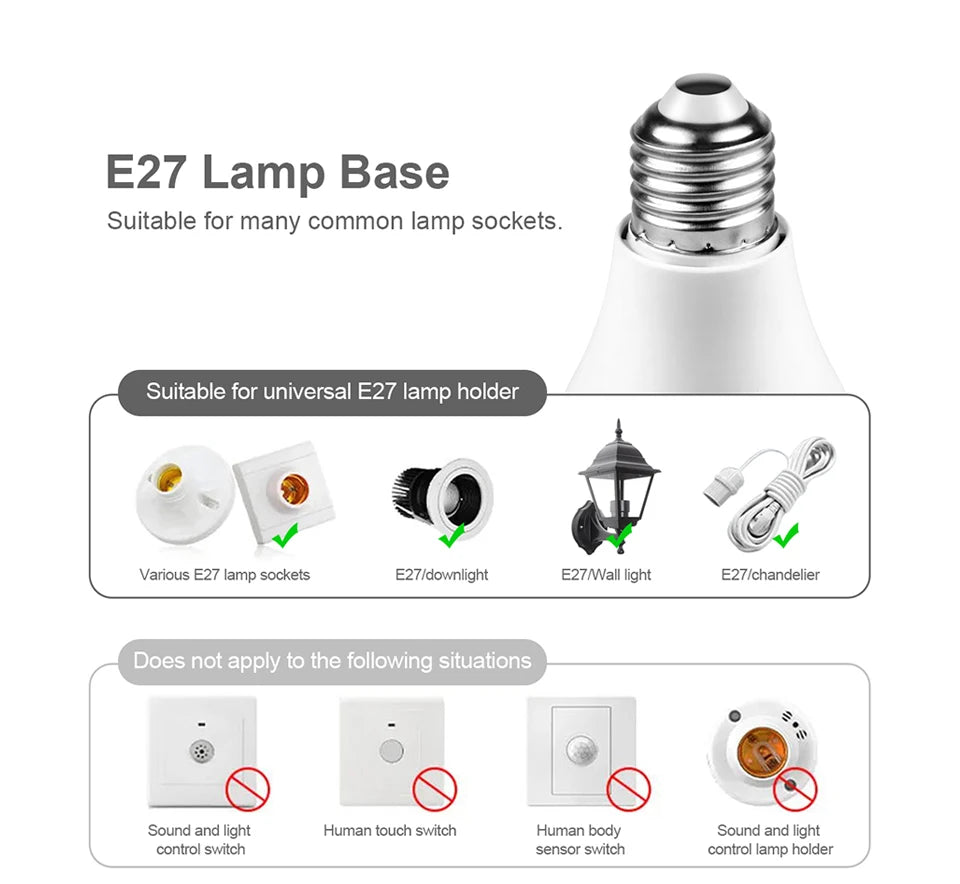 Microwave Radar Detection LED Light Bulb 220V E27 12W Radar Motion Induction Lamp Built-in Radar/Light Sensors For Home Stairs