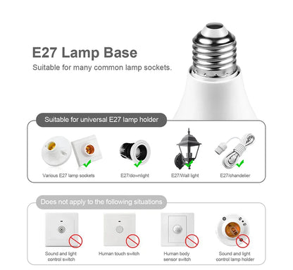 Microwave Radar Detection LED Light Bulb 220V E27 12W Radar Motion Induction Lamp Built-in Radar/Light Sensors For Home Stairs