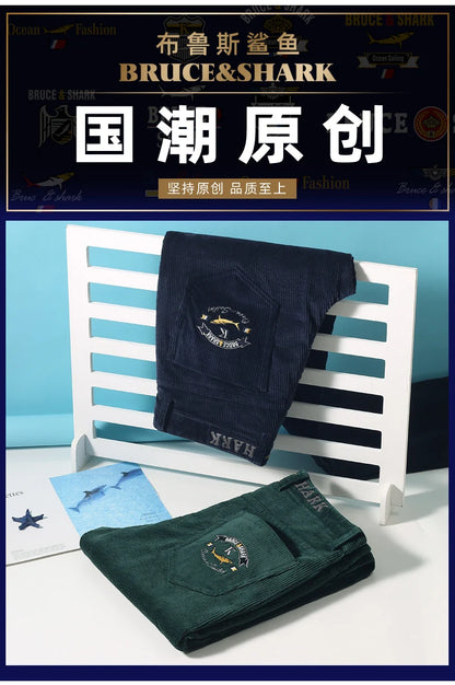 2024 Winter Corduroy Pants for Men Casual Stretch Cotton Straight  Mens Trousers Mid Waist Korean Style  Free Delivery Plus Size