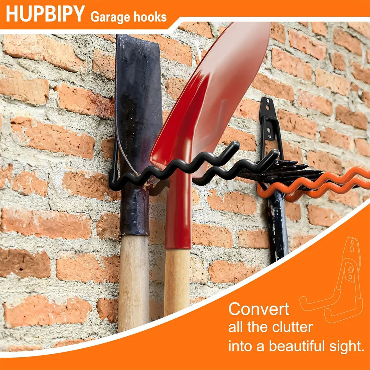 Garage Storage Utility Hooks,Garage Garden Tool Organizer,Hanging Utility Wall Mount Hooks,Heavy Duty Tool Storage Organizer