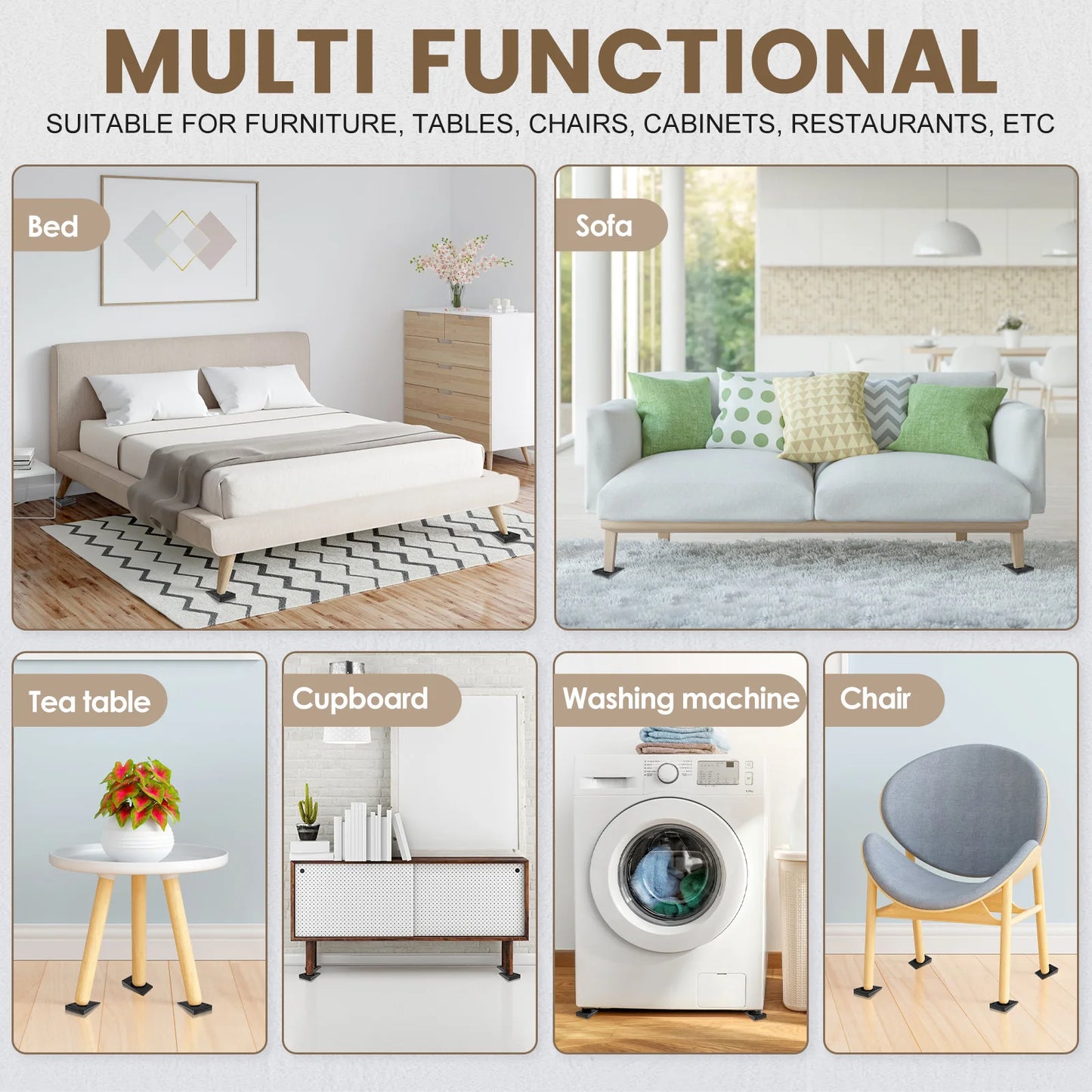 40PCS Anti Slip Furniture Pads Adjustable Cabinet Leveler Anti Vibration Refrigerator Sofa Stand Table Shims Washer Stabilizer