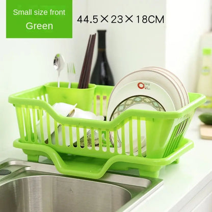 Kitchen Utensils Dish Drying Rack Drainer Rack with Drain Board Countertop Dinnerware Plates Bowls Chopsticks Spoons Organizer