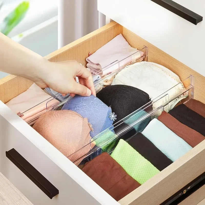 Transparent Drawer Dividers Adjustable Expandable Drawer Dividers for Clothing Utensils Cosmetics Office Storage