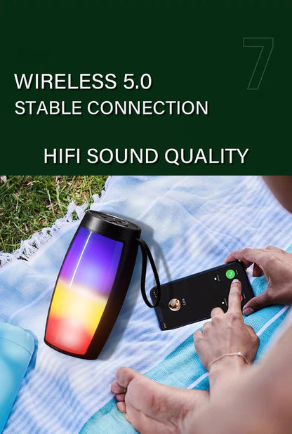 1PC RGB Colorful Lights Wireless Bluetooth Speaker With LED Light Portable Outdoor Stereo Supports TF And U Disk Expansion
