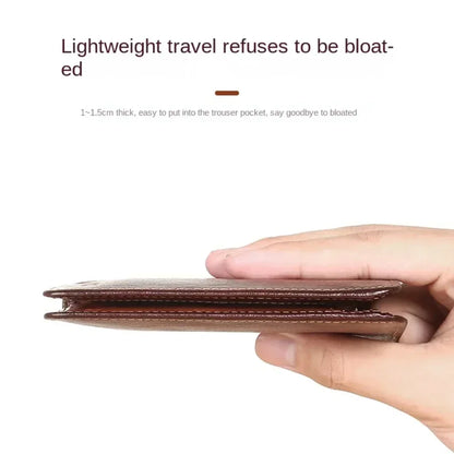 Men's Wallets RFID Blocking Genuine Leather Trifold Business Short Purse Wallet for Men with ID Window and Credit Card Holder