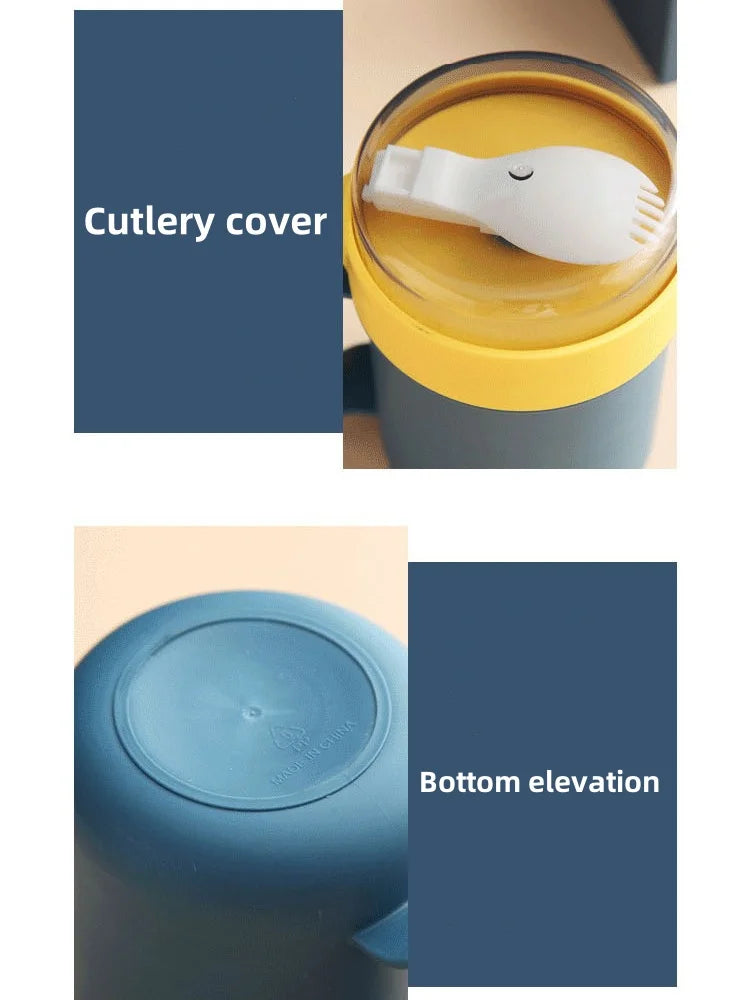 500ML Portable Breakfast Cup  Oatmeal Cup Cereal Nut Yogurt Mug Snack Cup Soup Mug Microwave with Lid Spoon for Kitchen Tools