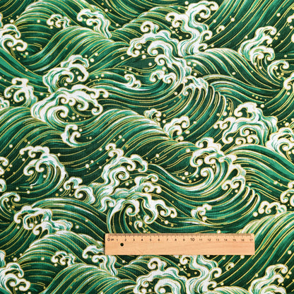 Cotton Bronzing Printing Fabric Handmade DIY Clothing Luggage Sachet Cotton Cloth Cotton Fabric Qinghai Smoke Wave, 145x50cm