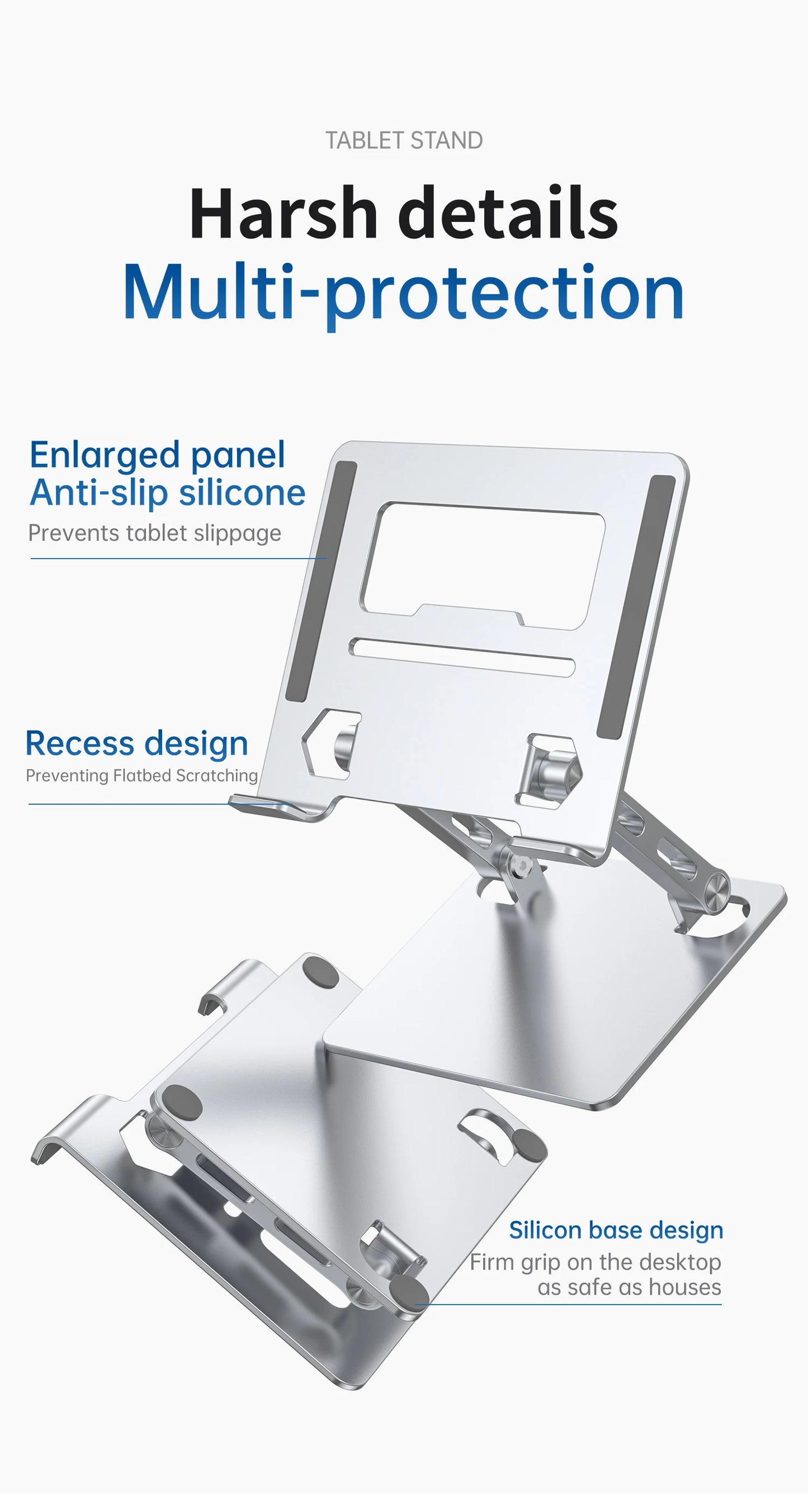 Tablet Stand, Swivel Tablet Stand with 360 Rotating Base, Adjustable Tablet Holder for Drawing, Compatible with iPad Pro/Air/Min