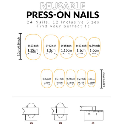 ARTAUG 24pcs Medium Press On Nails Square Black High Saturation Nail Charms Press On Nails Cover Fake Nail Set