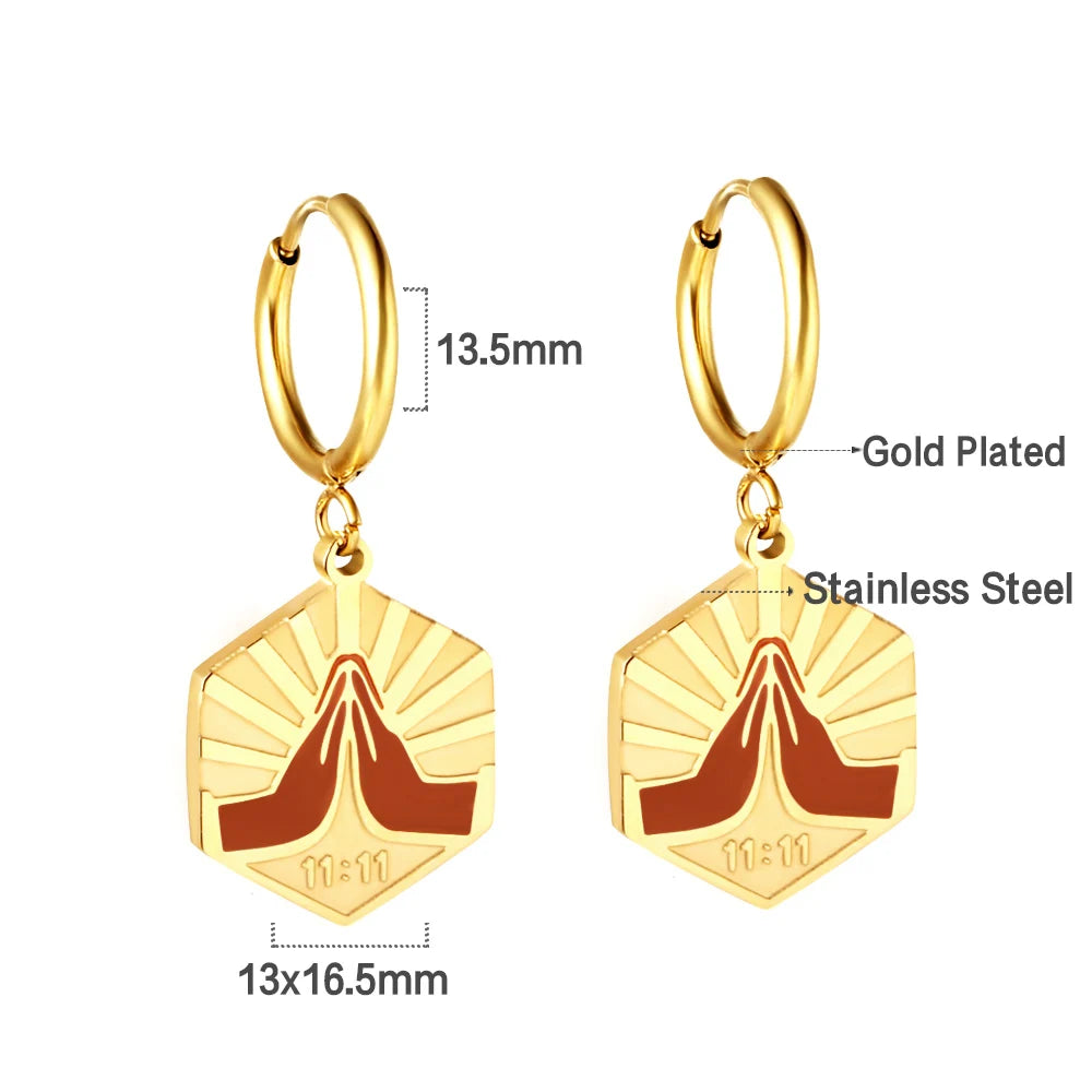 LUXUSTEEL Golden Heart style Women's Hoop Earrings Stainless Steel Female Earring Flower Star Drop Ear ring Jewelry Gifts