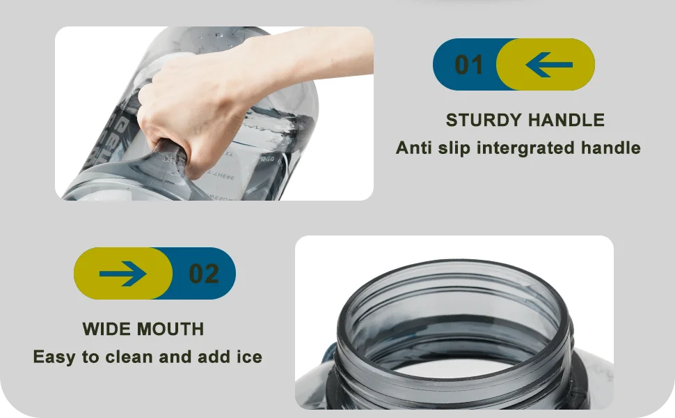 3 Liter Water Bottles with Times to Drink Motivational Straw Sports Big Jug with Handle Leak Proof BPA Free for Men and Women