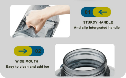 3 Liter Water Bottles with Times to Drink Motivational Straw Sports Big Jug with Handle Leak Proof BPA Free for Men and Women