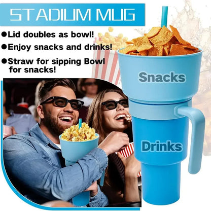 Popcorn Beverage Cup Snack Cups Straw Cup with Handle Water Bottles with Straw Coffee Cup Mug