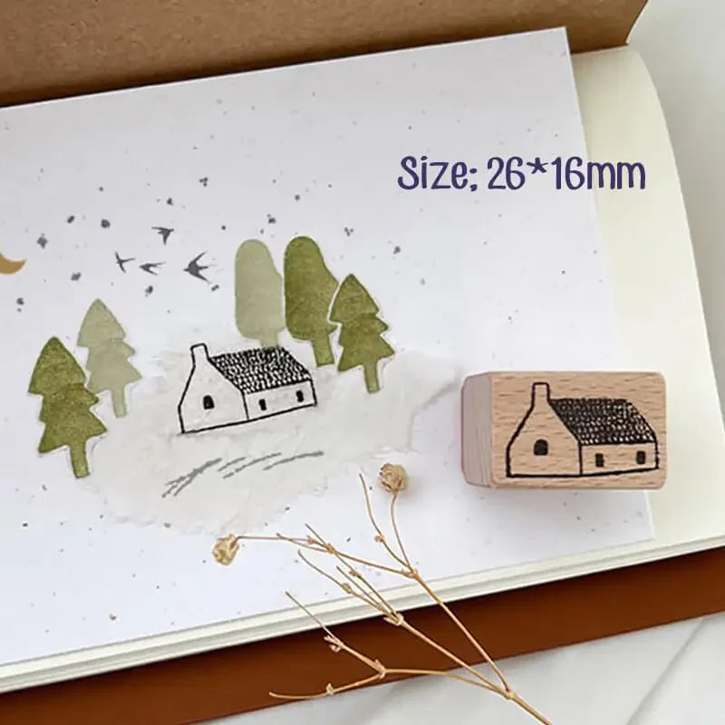 Stamp Scrapbooking Supplies Flower Petal Birds Stationary Kawaii Wooden Stamps