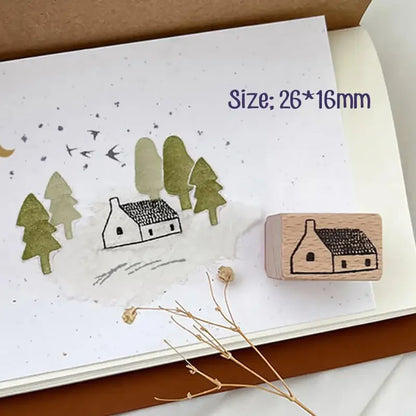 Stamp Scrapbooking Supplies Flower Petal Birds Stationary Kawaii Wooden Stamps